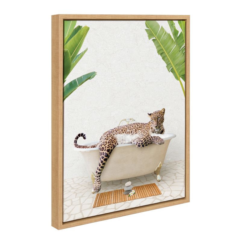 Kate &#38; Laurel All Things Decor 18&#34;x24&#34; Sylvie Leopard in Bali Bath Framed Wall Art by Amy Peterson Art Studio Natural, 1 of 7