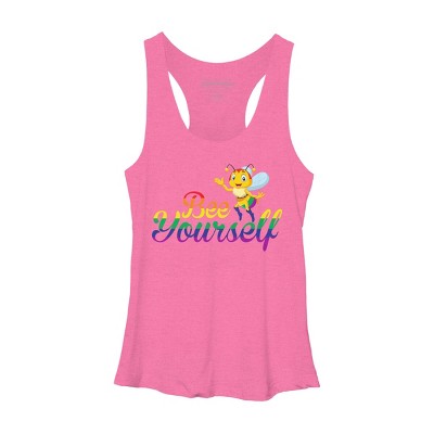 Adult Design By Humans Bee Yourself Rainbow Pride By AmusingDesignCo Racerback Tank Top