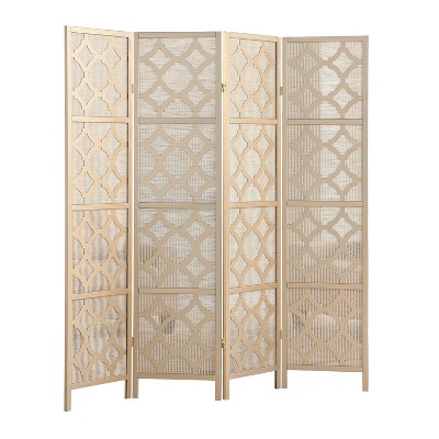 NicBex 4-Panel Room Divider Modern Folding Fabric Privacy Screen with Wood Legs for Home & Office