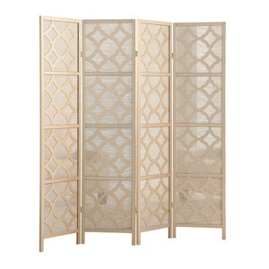 NicBex 4-Panel Room Divider Modern Folding Fabric Privacy Screen with Wood Legs for Home & Office - 1 of 3