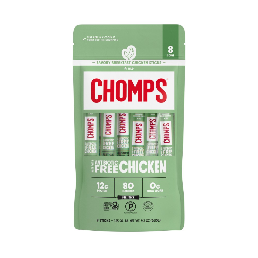 Chomps Snack Sticks Savory Breakfast Chicken Meat Sticks - 9.2oz/8ct
