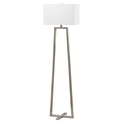 60" Lyell Floor Lamp Nickel (Includes CFL Light Bulb) - Safavieh