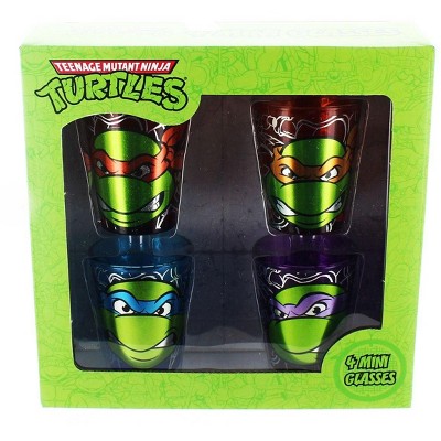 Just Funky Teenage Mutant Ninja Turtles Heads Foil Shot Glass 4-Pack