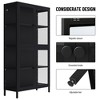 Glass Display Cabinet with Doors, 4-Tier Adjustable Shelves and Feet Modern Bookshelf Cabinet Cold-Rolled Steel Storage Cabinet Black - 3 of 4