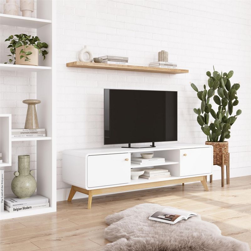 Ren Home Leva Scandinavian-Style TV Stand with Shelves, 3 of 5