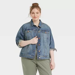 Women's Plus Size Denim Jacket - Universal Thread™ Medium Tint Denim 4X