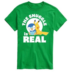 Men's - Pokémon - The Snuggle Is Real Pikachu and Piplup -Men's Short Sleeve Graphic T-Shirt Short Sleeve Graphic T-Shirt - 1 of 4