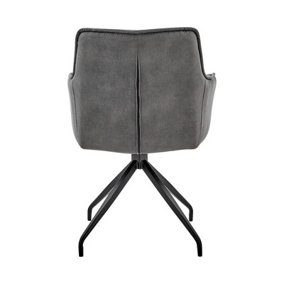 Charcoal Velvet High Swivel Arm Chair with Stainless Steel Base