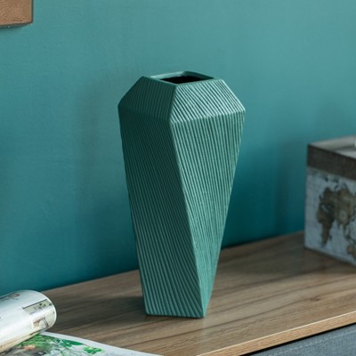 Tiny Green Ridged Ceramic Decorative Table Vase