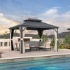 PURPLE LEAF Permanent Hardtop Gazebo Aluminum Gazebo with Galvanized Steel Double Roof for Patio Lawn and Garden with Curtains and Netting - 2 of 4