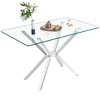 Dolonm Modern 47.24" Tempered Glass Dining Table w/Black/Gold/Silver Metal Legs,Easy Clean & Assemble for Kitchen/Dining Room - 2 of 4