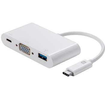 Monoprice USB-C VGA Multiport Adapter - White, With USB 3.0 Connectivity & Mirror Display Resolutions Up To 1080p @ 60hz - Select Series
