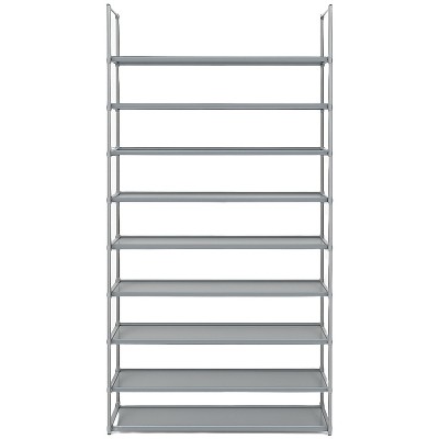 10-Tier Shoe Rack—Stores up to 50 Pairs of Shoes, Freestanding, Easy Assembly, Sturdy Metal Frame, and Waterproof Nonwoven Shelves,