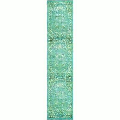 Francesca Spring Green Medallion 12 ft Indoor Runner Rug