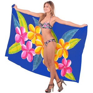 LA LEELA Women's Summer Beachwear Sarong Bikini Wraps Swim Cover Up Wrap Skirt Swimwear Swimsuit Beach Coverups for Women One Size Blue,Floral - 1 of 4