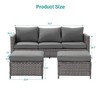 Sonkuki 3-Seater Patio Sofa Set Brown/Gray Rattan with Ottomans - 3 of 4