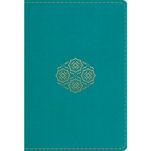 ESV Large Print Compact Bible (Trutone, Teal, Bouquet Design) - (Leather Bound) - 1 of 1