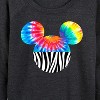 Women's - Disney - Tie Dye Zebra Fill Mickey Lightweight French Terry Wide Neck Long Sleeve Graphic Shirt - 2 of 4