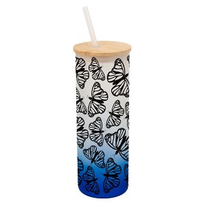 Elanze Designs Medium Monarch Butterfly Insect Bug Wrap-Around Design 25 Ounce Frosted Gradient Glass On-The-Go Coffee Travel Skinny Tumbler Mug Cup, - 1 of 1
