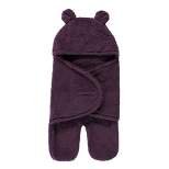 Hudson Baby Infant Girl Animal Faux Shearling Baby Outdoor Stroller Sack Wrap, Purple, One Size