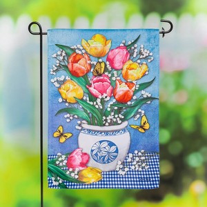 Butterflies and Tulips Suede Garden Flag - 1 of 4