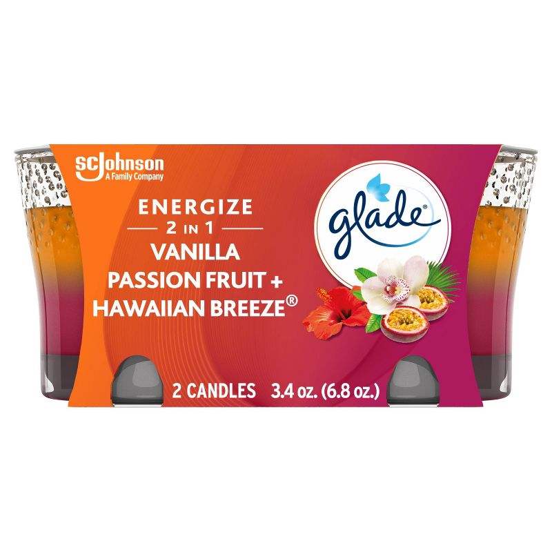 Glade 2-in-1 Two Pack Candles Hawaiian Breeze &#38; Vanilla Passion Fruit - 6.8oz/2ct, 1 of 14