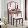 Wooden Vanity Make Up Table and Stool Set - 2 of 4