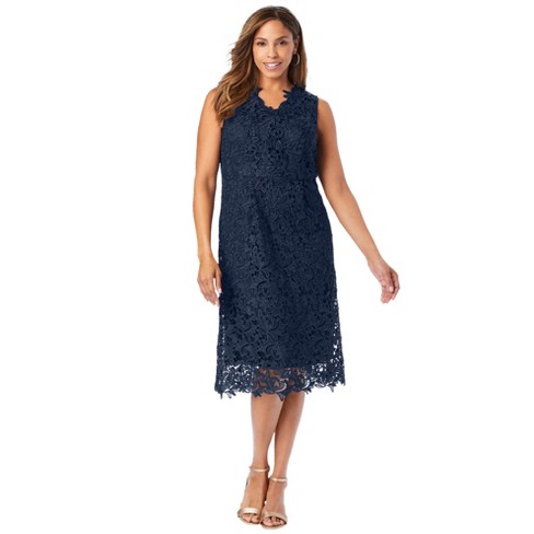 Jessica London Women’s Plus Size Lace Midi Dress, 28 W - Navy : Target