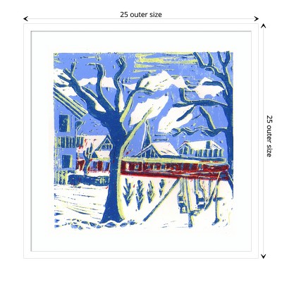 Winter Nature Vistas Blue and White Framed Wall Art Print