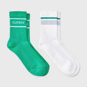 Women’s Cushioned Ribbed 2pk Mid Crew Socks – 4-10 - 1 of 3