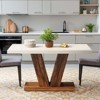 Lirago 47.24"L x 31.5"W Farmhouse Dining Table - Rustic White & Oak Engineered Wood Rectangular Table with Pedestal Base, Seats 4-6 - 2 of 4