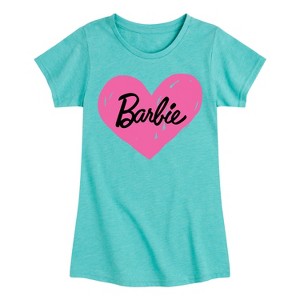 Girls' - Barbie - Hand Painted Heart Fitted Short Sleeve Graphic T-Shirt - 1 of 3