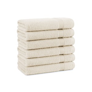 Host & Home Cotton Luxury Hand Towels (6 Pack), 16x28, Quick-Drying, Dobby Border - 1 of 4