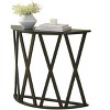 Kings Brand Furniture Vienna Half Moon Wood Console Table for Entryway, Accent Sofa Table X-Motifs Design for Living Room, Hallway, Foyer, Entrance - 2 of 4