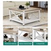 Coffee Table For Living Room,Square Wood Farmhouse Coffee Table With Storage,Rustic Coffee Table,Vintage Center Table For Living Room With Shelf - 3 of 4