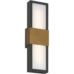 Possini Euro Design Possini Euro Radford 18"H Sand Black and Brass LED Outdoor Wall Light - 1 of 4