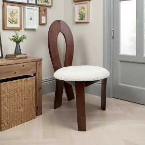 KWPZQEB Wooden Dining Chairs Set of 2, Home Chairs with Teddy Velvet Seat Cushion & Ribbon-Cross Backrest,Kitchen Side Chairs for Kitchen&Dining Room - 1 of 4