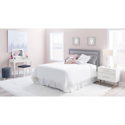White and Gold 2-Drawer Nightstand with Sleek Design