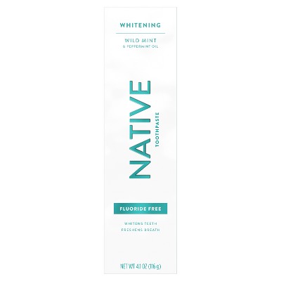 Native Premium Whitening Wild Mint & Peppermint Oil Fluoride Free Toothpaste - 4.1 oz