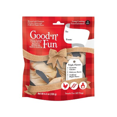 Good 'n' Fun Maple and Bacon Canes Dental Dog Treats - 3ct
