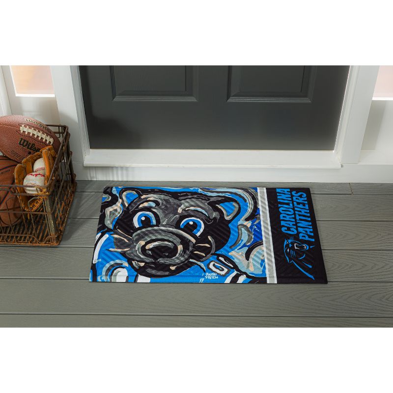 Evergreen NFL Carolina Panthers Embossed Indoor Outdoor Safe Mat - 30" Wx18" H Durable Non Slip Floormat Multicolored, 3 of 5