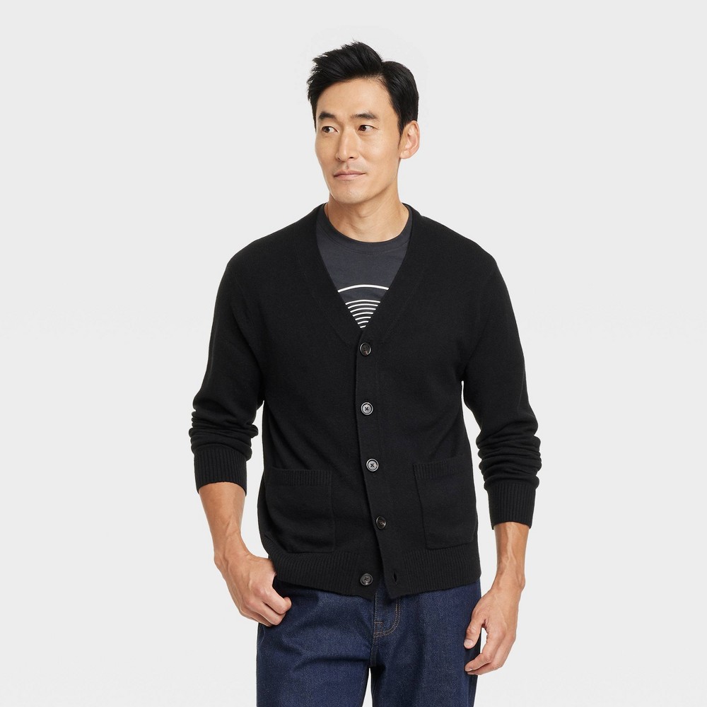 Men's V-Neck Cardigan Sweater - Goodfellow & Co™ Black XXL
