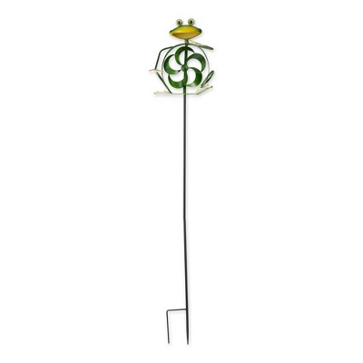 57" Iron Frog Garden Stake Green - Zingz & Thingz