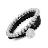 Steeltime Men's set of 3 black lava and stainless steel beaded religious bracelet - 2 of 4