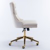 A&A Furniture Office Chair,Velvet Upholstered Tufted Button Home Office Chair with Golden Metal Base,Adjustable Desk Chair Swivel Office Chair (Beige) - 3 of 4