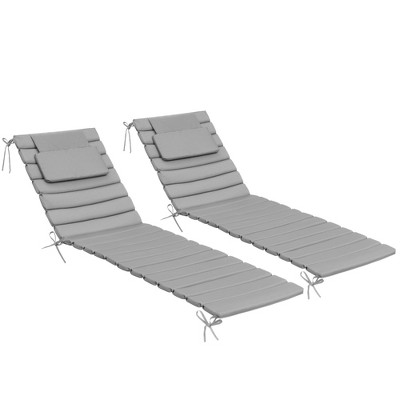 Pellebant 2PC Patio Chaise Lounge Chairs Cushion 22D Sponge 220gsm Polyester Fabric