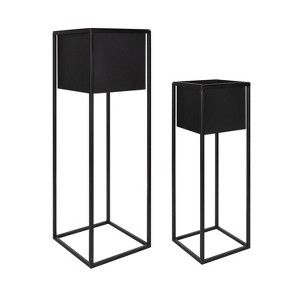Kate and Laurel Palade Rectangle Metal Freestanding Planter, 2 Piece, Black - 1 of 4