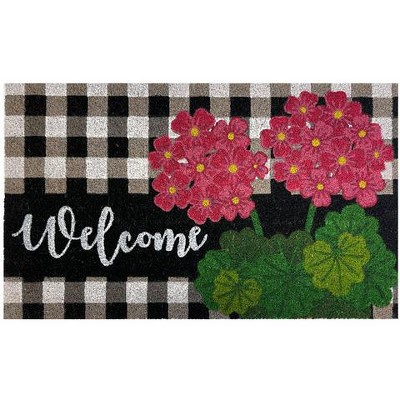 Briarwood Lane Checkered Snowflakes Winter Natural Fiber Coir Doormat  Welcome 30 x 18