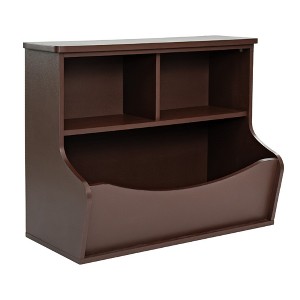 PJ Wood Multi-Functional Bookcase, Store or Display Books of Different Sizes, Wooden Floor Standing Shelf Organizer for Home or Office, Espresso - 1 of 4