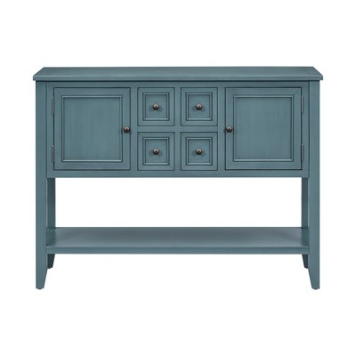 OUTSUPPLY Vintage Console Table with 4 Drawer and Bottom Shelf for Living Room, Entryway & Kitchen